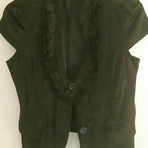 Satin black crop jacket
